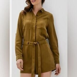 Banana Republic Bronze Brown Belted Utility Safari Romper Lyocell Women's Size 4